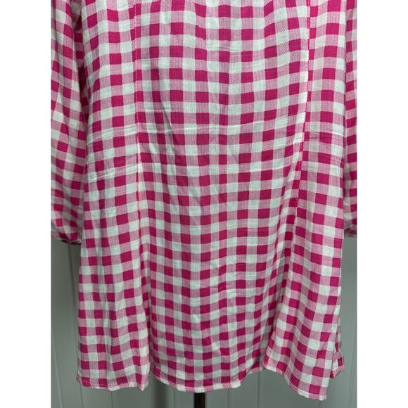 Torrid Fit & Flare Rayon Slub Button Up 3/4 Sleeve Gingham Peasant Top Size 1X - Picture 13 of 15